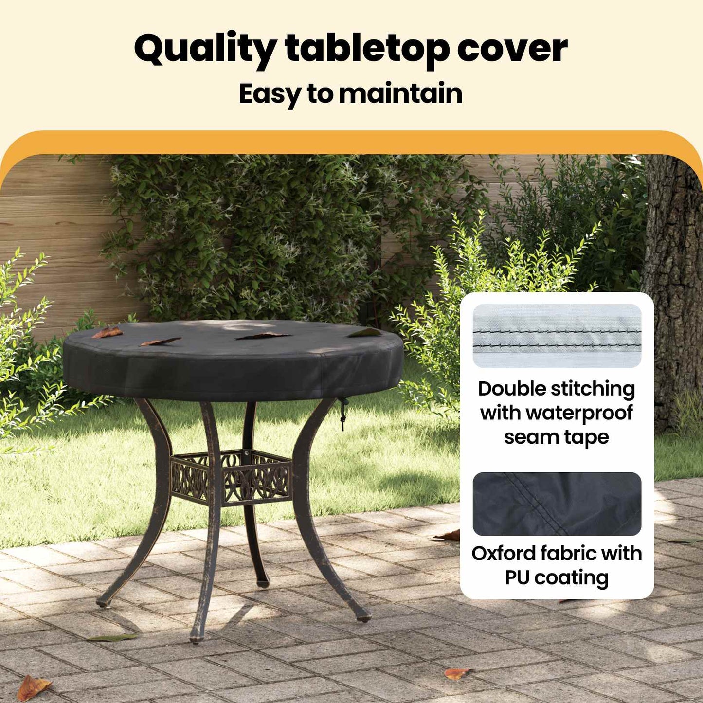 Lauko Stalo Uždangalas Juoda 62 x 62 x 10 cm 210D audinys