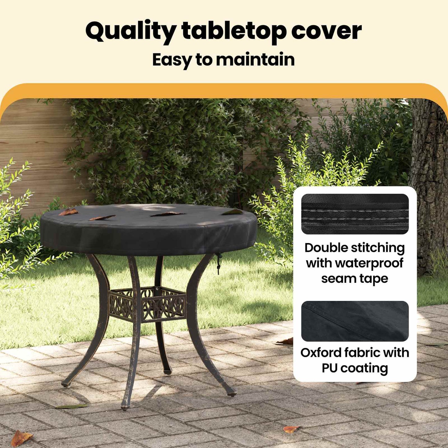 Lauko Stalo Uždangalas Juoda 62 x 62 x 10 cm 420D audinys