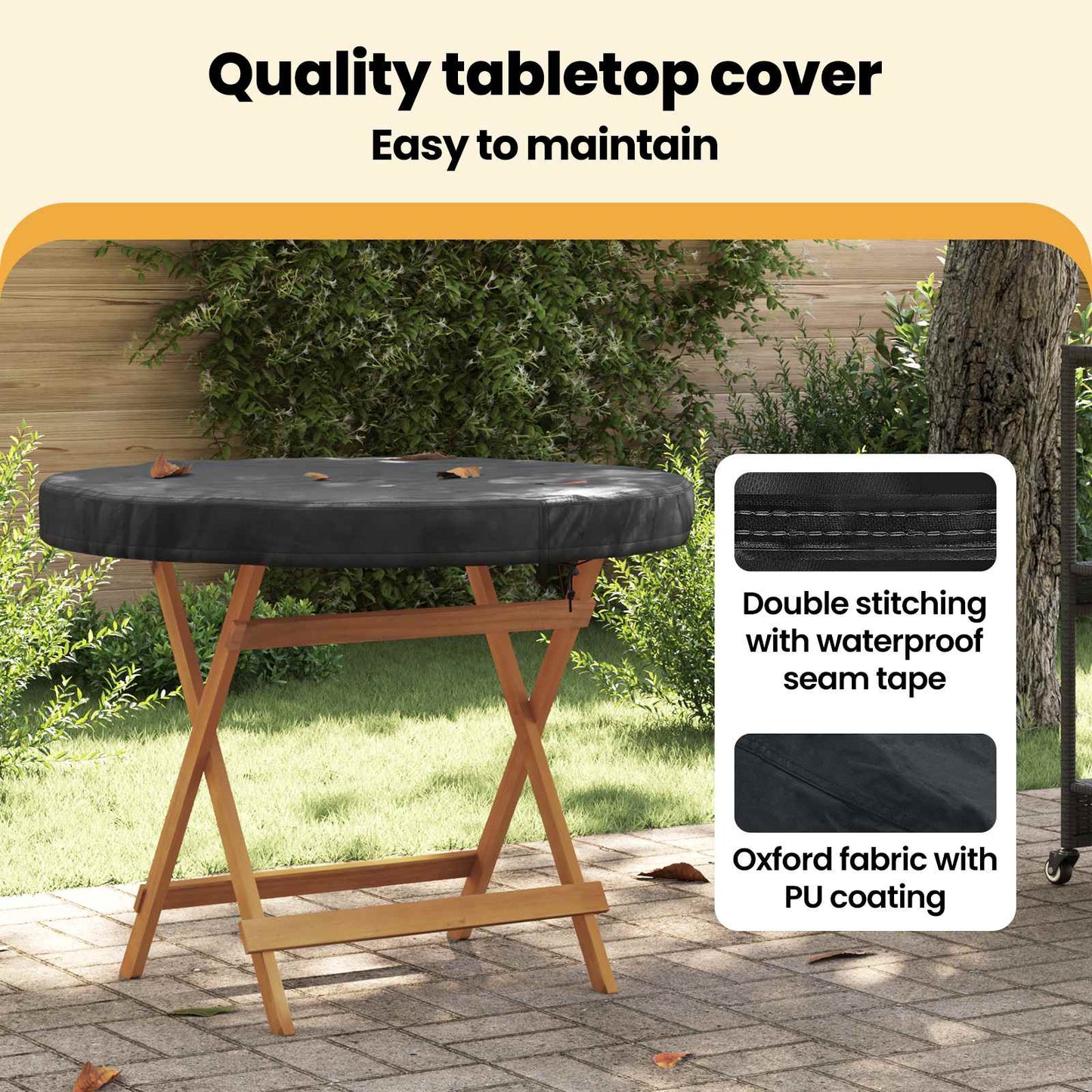 Lauko Stalo Uždangalas Juoda 92 x 92 x 10 cm 420D audinys