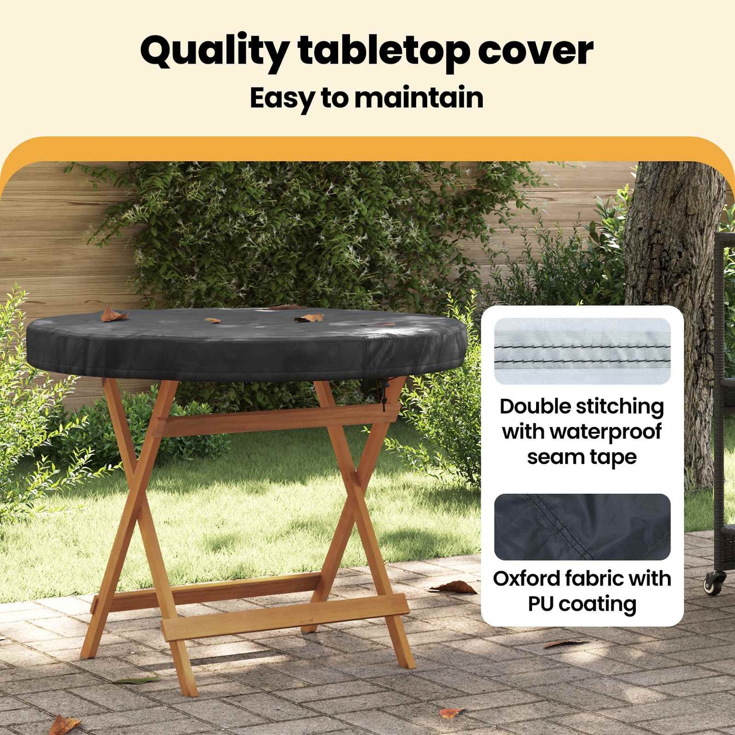 Lauko Stalo Uždangalas Juoda 102 x 102 x 10 cm 210D audinys