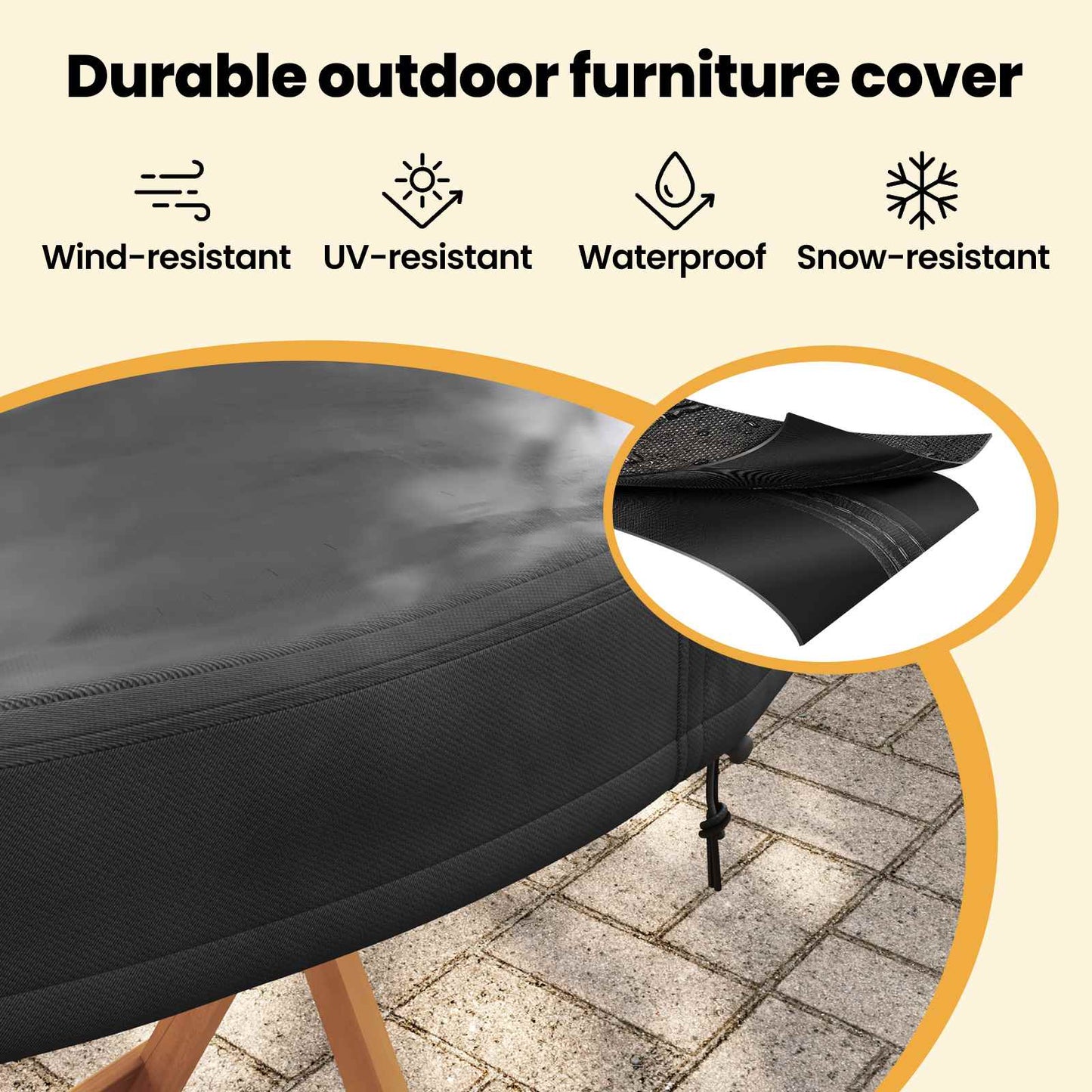 Lauko Stalo Uždangalas Juoda 102 x 102 x 10 cm 420D audinys