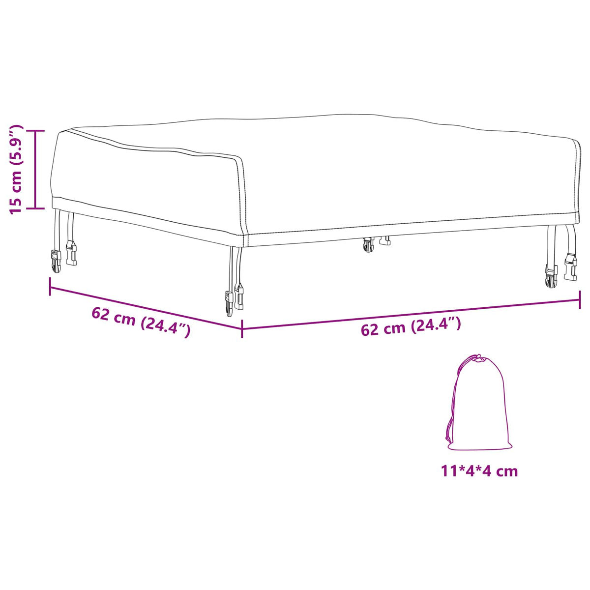 Lauko baldų uždangalas 62 x 62 x 15 cm 420D Oxford audinys