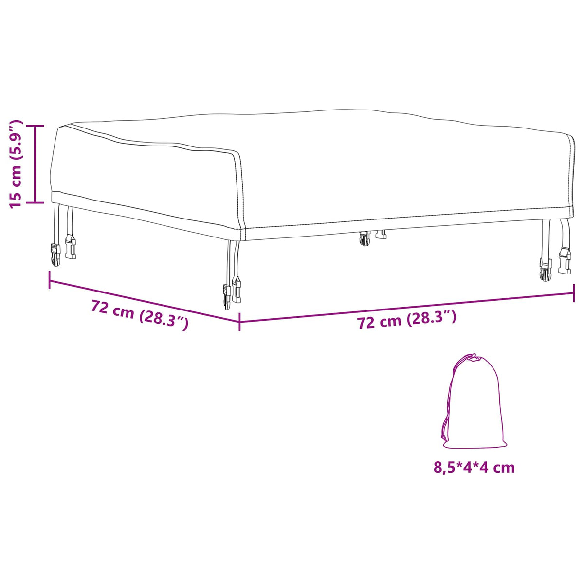 Lauko baldų uždangalas 72 x 72 x 15 cm 210D Oxford audinys