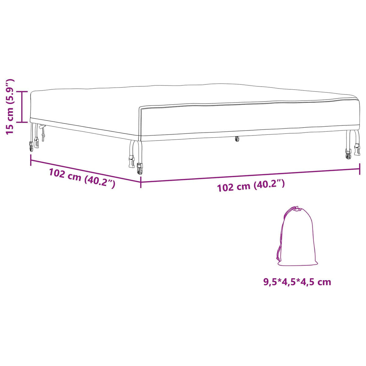Lauko baldų uždangalas 102 x 102 x 15 cm 420D Oxford audinys