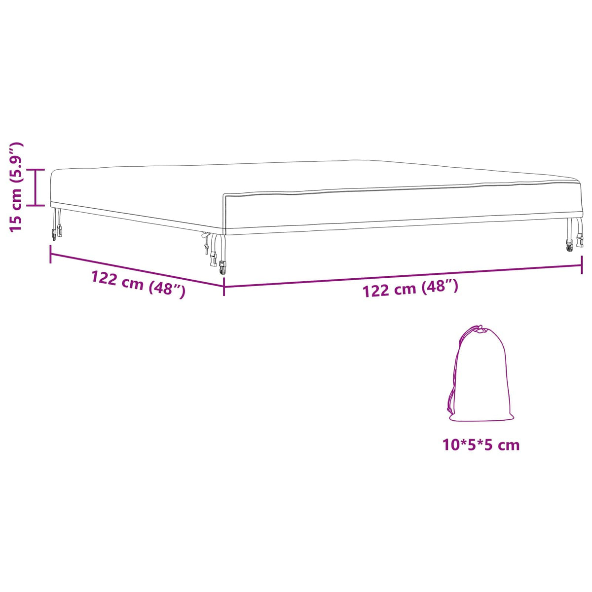 Lauko baldų uždangalas 122 x 122 x 15 cm 420D Oxford audinys