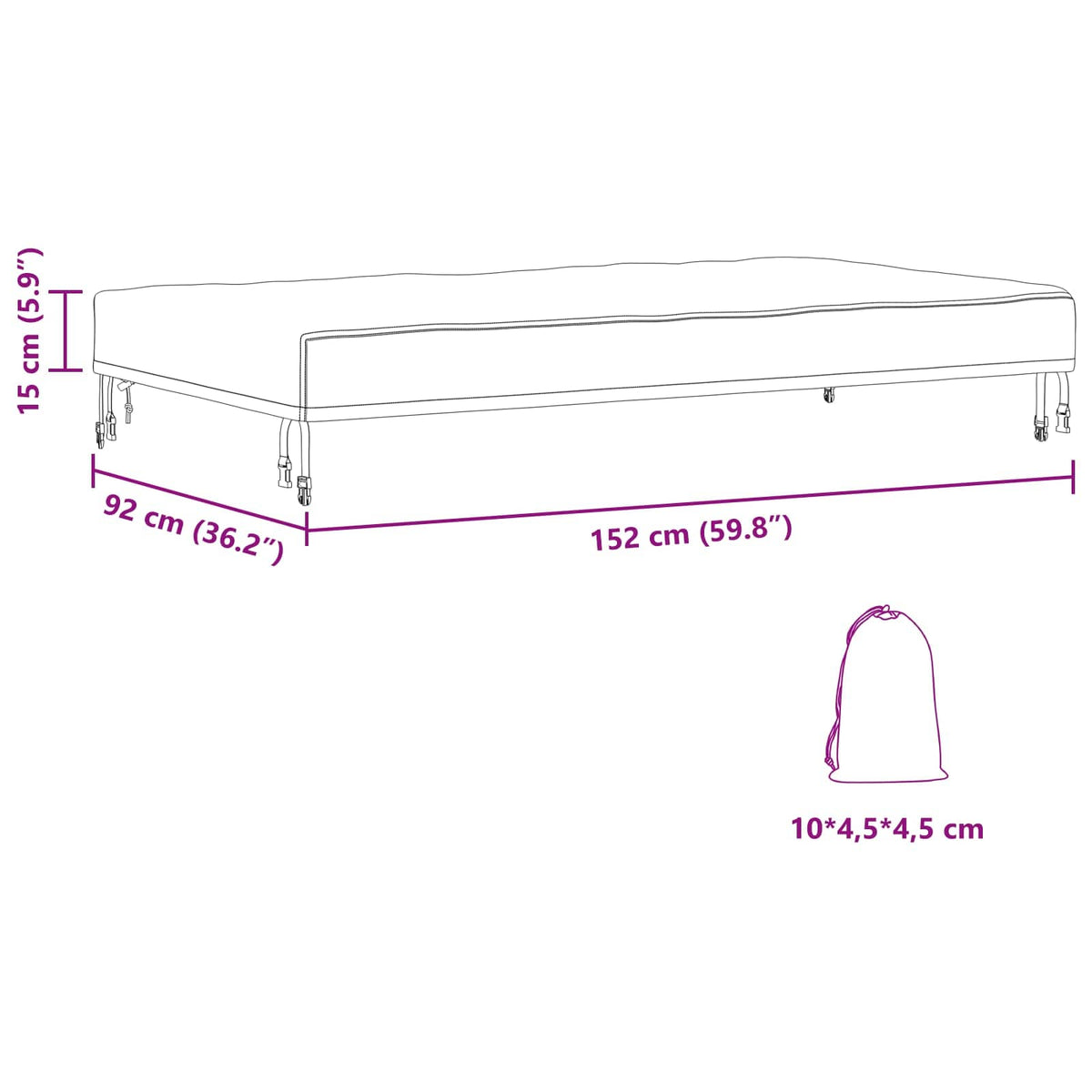 Lauko baldų uždangalas 152 x 92 x 15 cm 210D Oxford audinys
