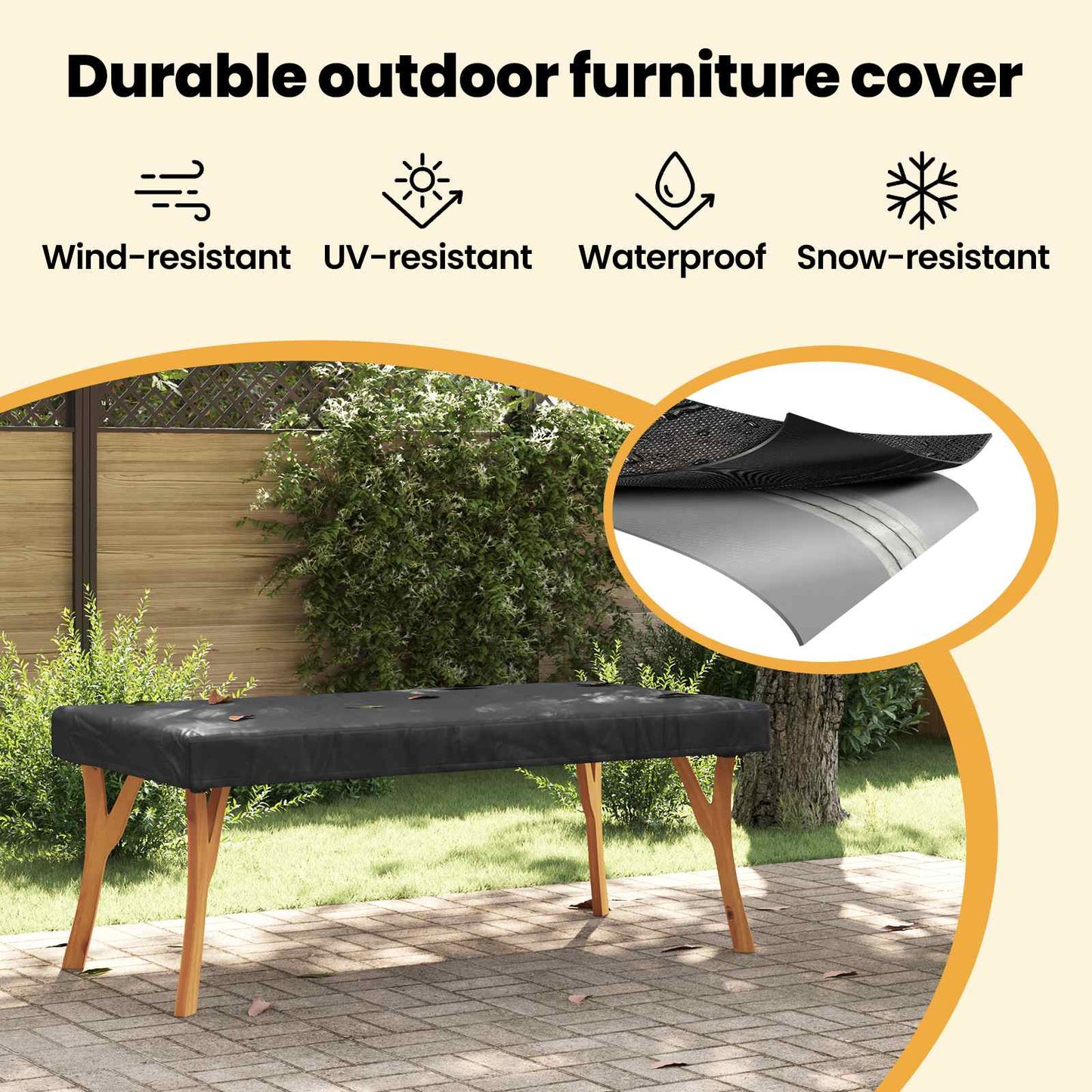Lauko baldų uždangalas 182 x 92 x 15 cm 210D Oxford audinys