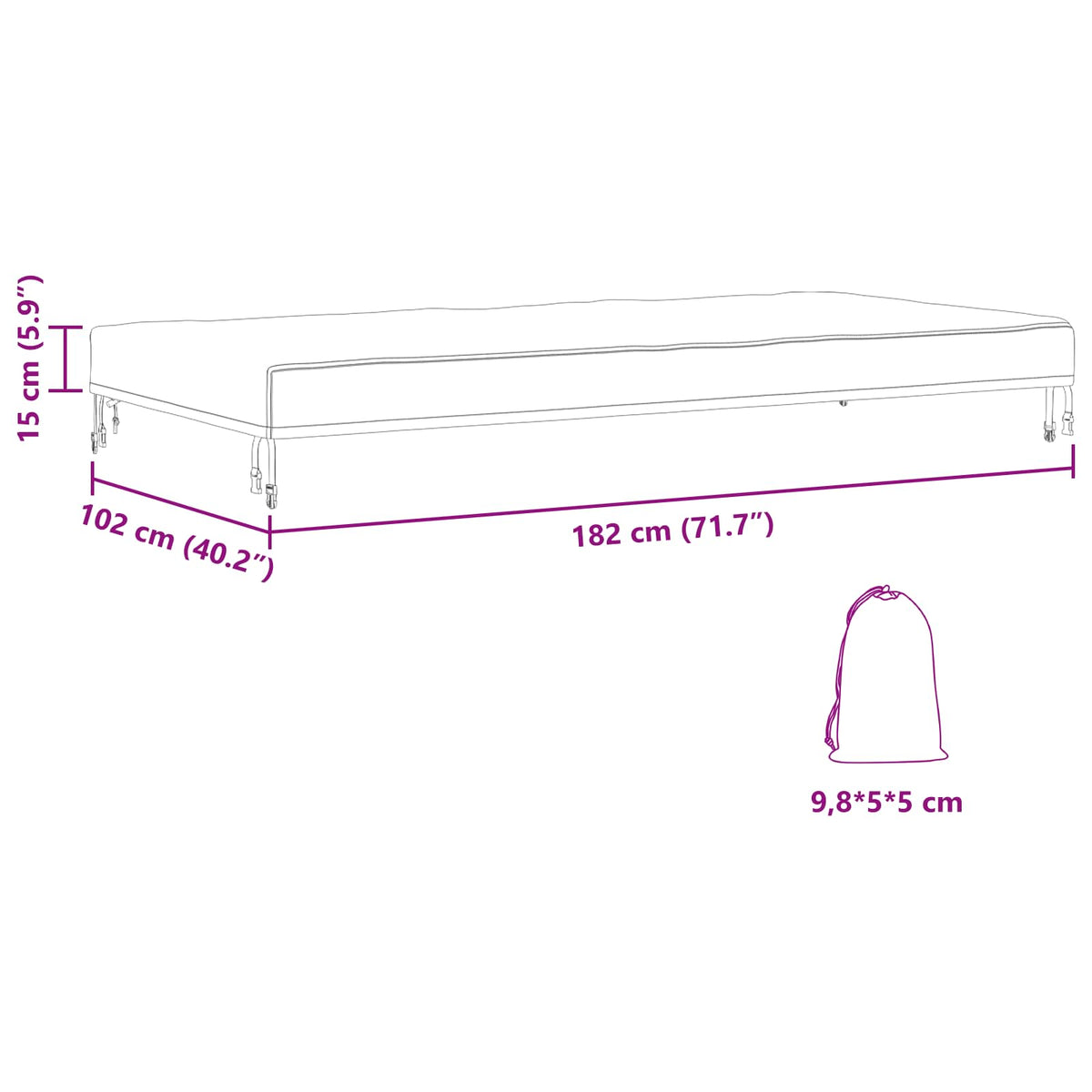 Lauko baldų uždangalas 182 x 102 x 15 cm 420D Oxford audinys