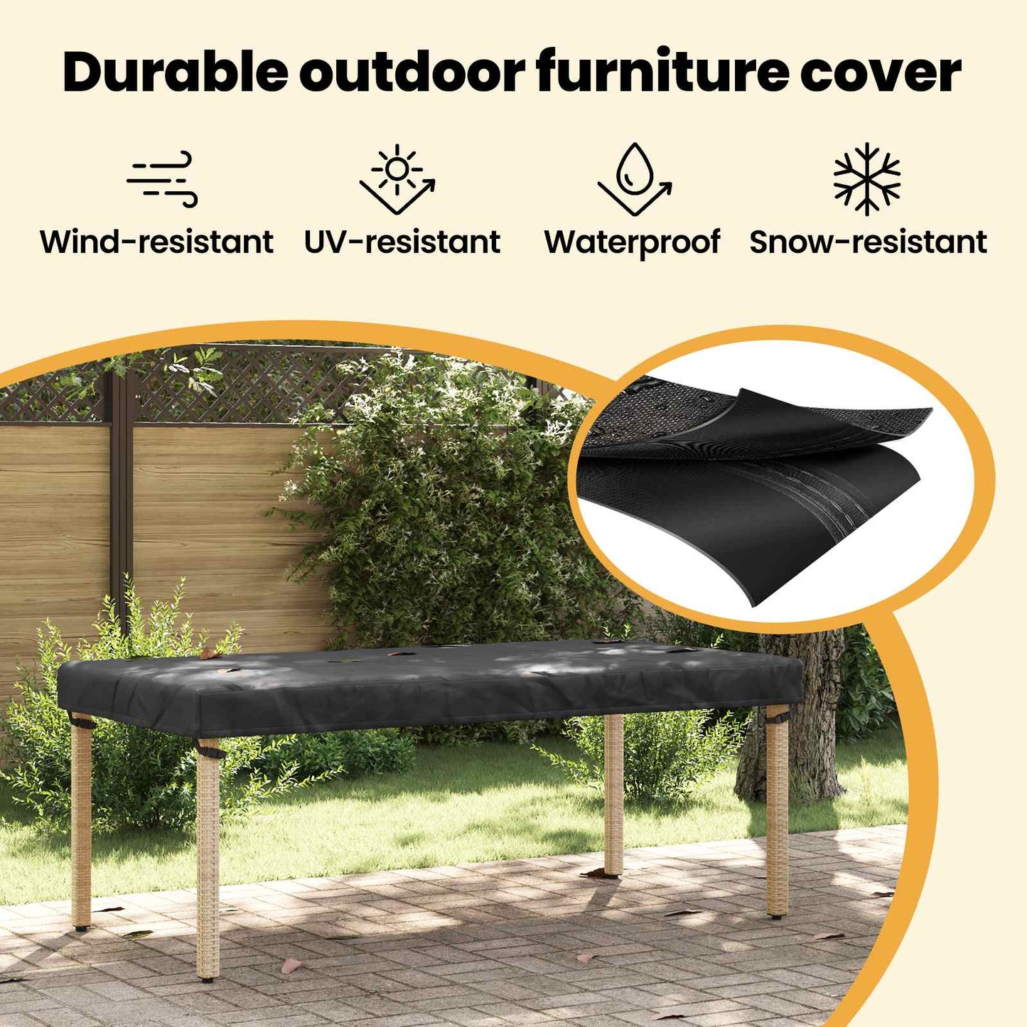 Lauko baldų uždangalas 202 x 92 x 15 cm 420D Oxford audinys