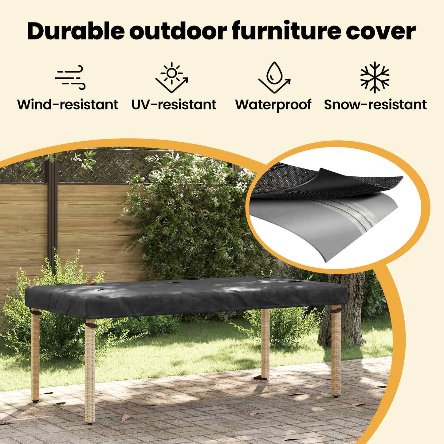 Lauko baldų uždangalas 202 x 102 x 15 cm 210D Oxford audinys