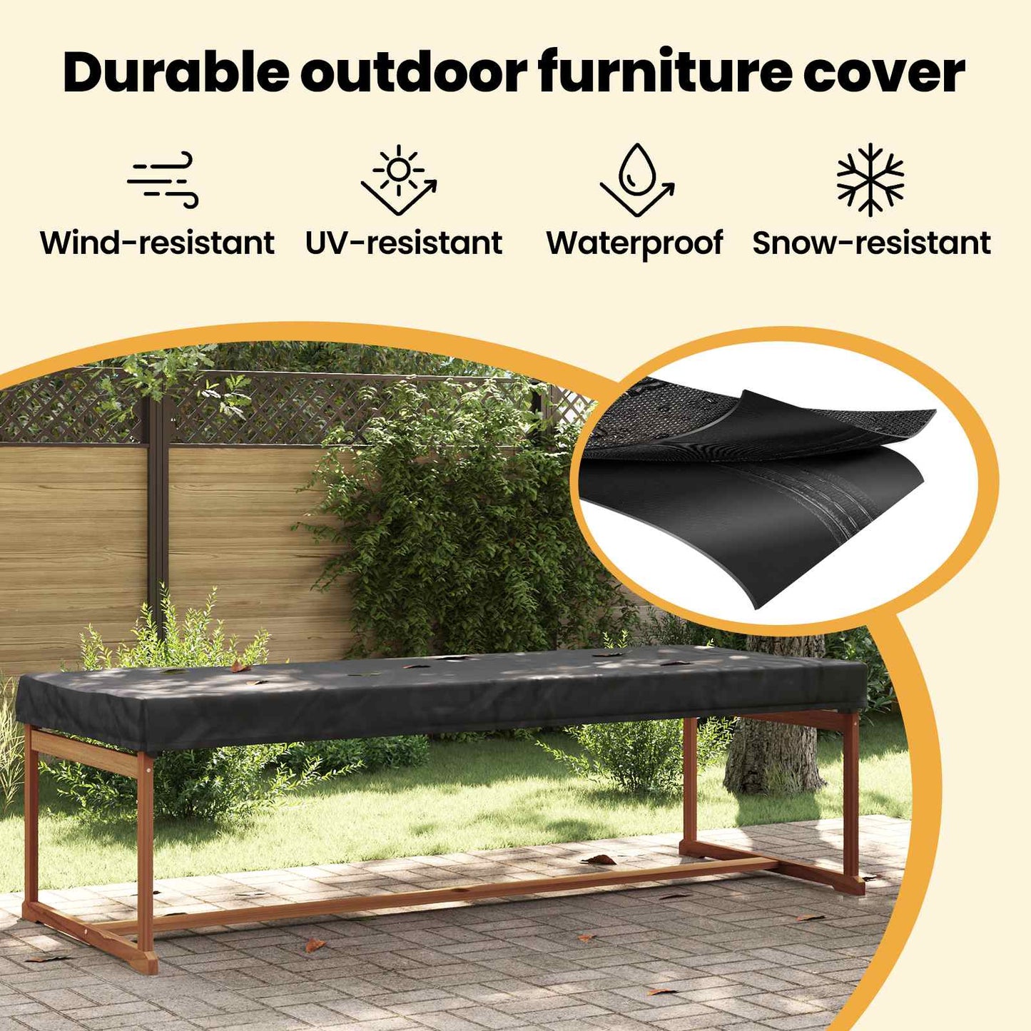 Lauko baldų uždangalas 262 x 102 x 15 cm 600D Oxford audinys