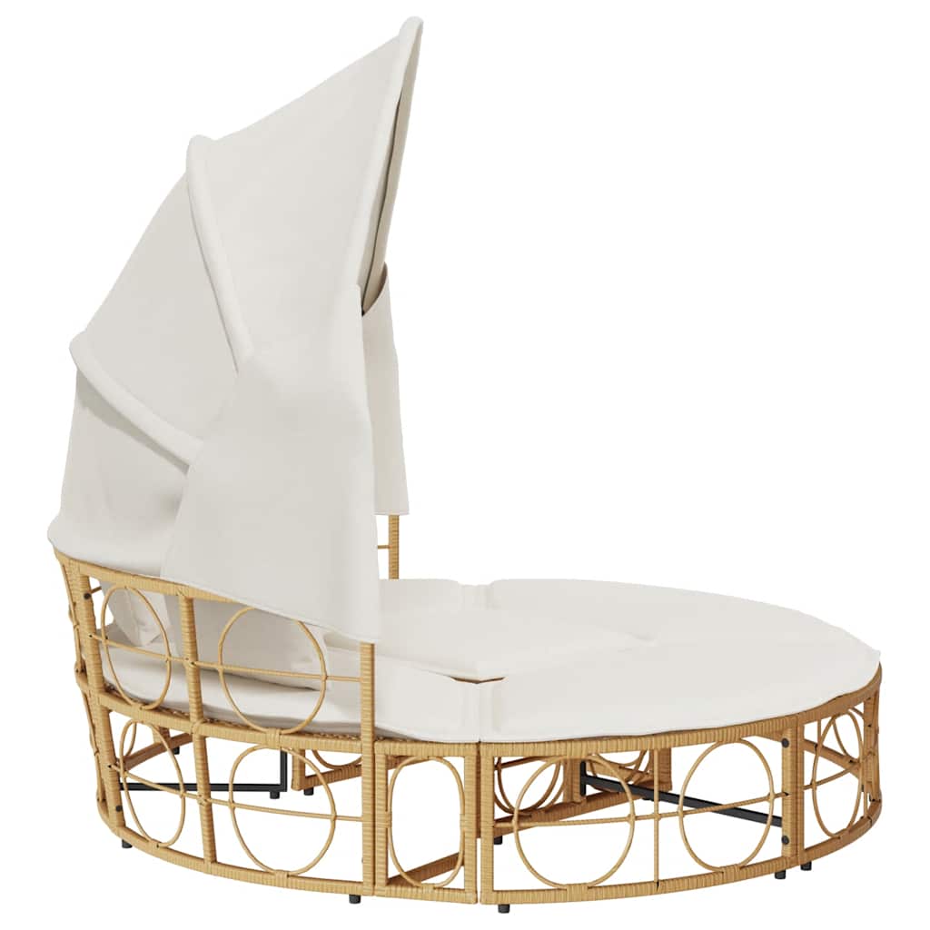 lauko poilsio lova su baldakimu poliruoto rotango pagalvėlėmis