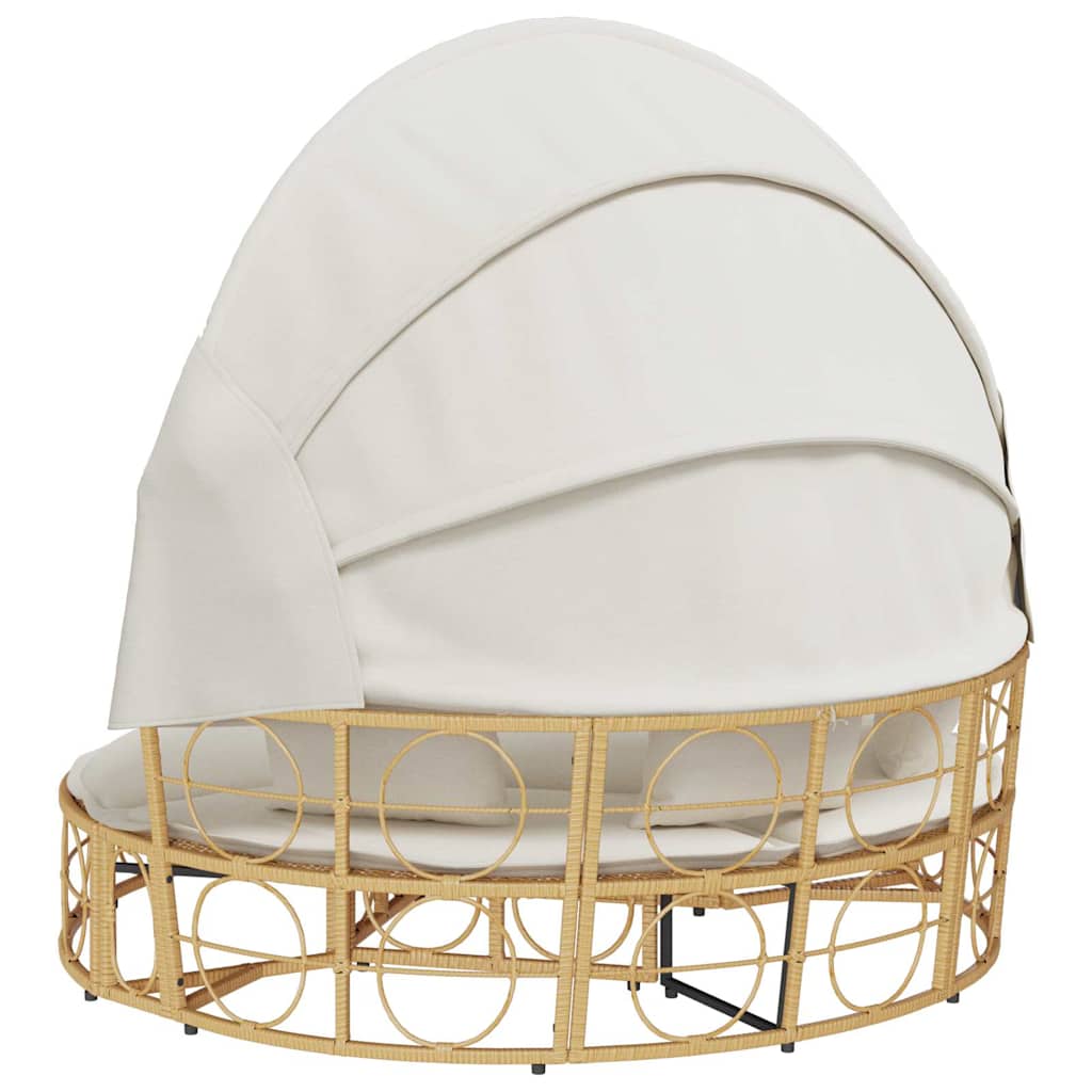 lauko poilsio lova su baldakimu poliruoto rotango pagalvėlėmis