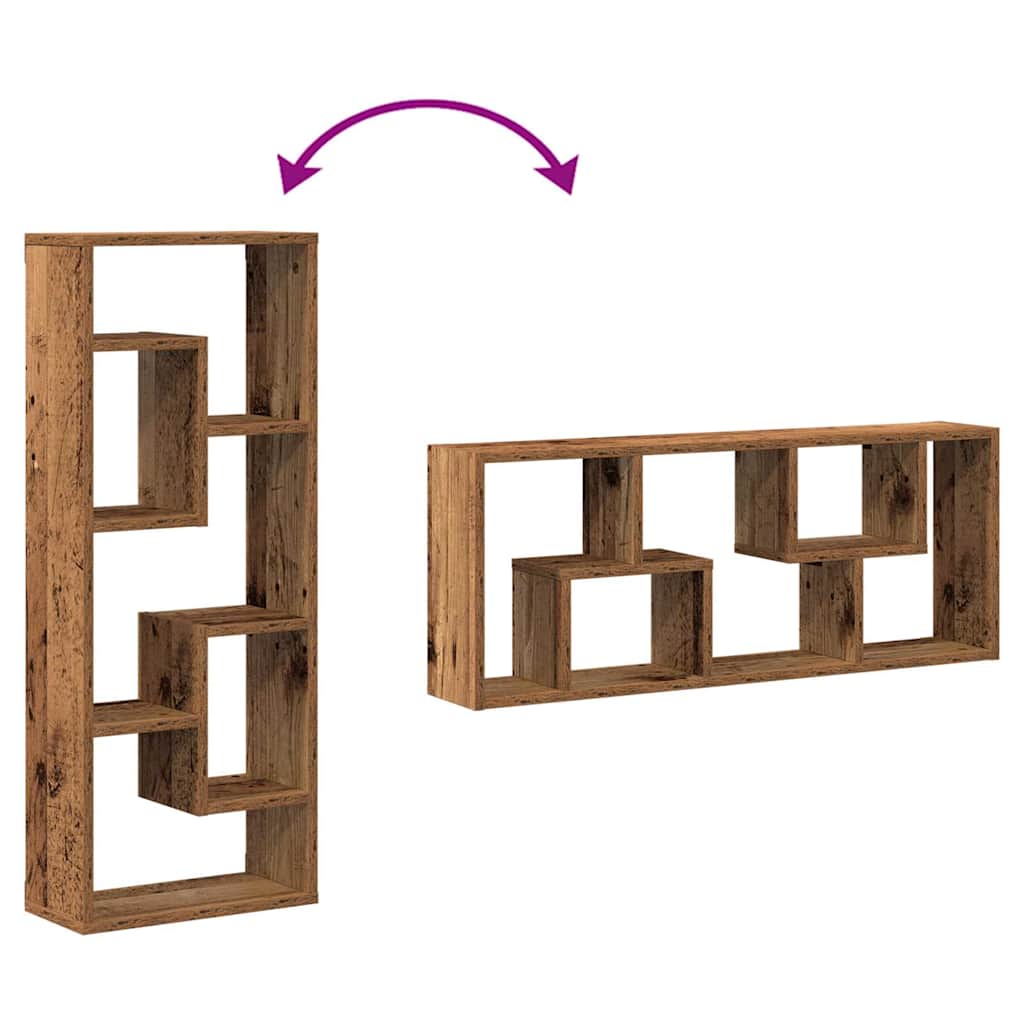 Sieninė lentyna, senovinė mediena, 36x16x90cm, inžinerinė mediena