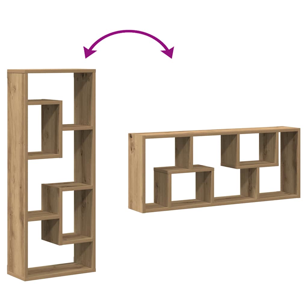 Sieninė lentyna, ąžuolo spalvos, 36x16x90cm, inžinerinė mediena