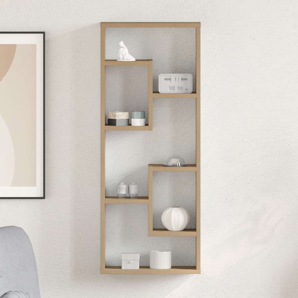 Sieninė lentyna, ąžuolo spalvos, 36x16x90cm, inžinerinė mediena