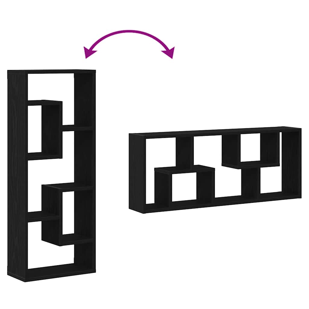 Sieninė lentyna, juodo ąžuolo spalvos, 36x16x90cm, inžinerinė mediena