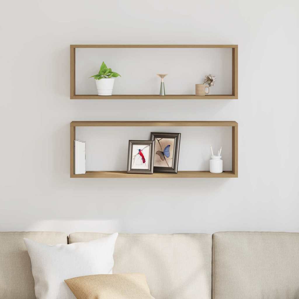 Sieninė lentyna 2 pcs Meistro ąžuolas 80 x 15 x 26 cm