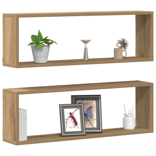 Sieninė lentyna 2 pcs Meistro ąžuolas 80 x 15 x 26 cm
