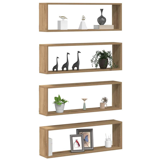 Sieninė lentyna 4 pcs Meistro ąžuolas 80 x 15 x 26 cm