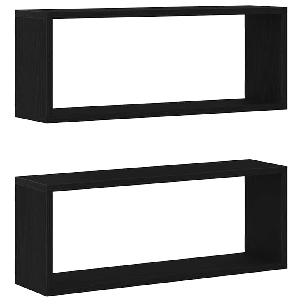 Sieninės lentynos su lentyna 2 pcs juoda ąžuolo 60 x 15 x 23 cm