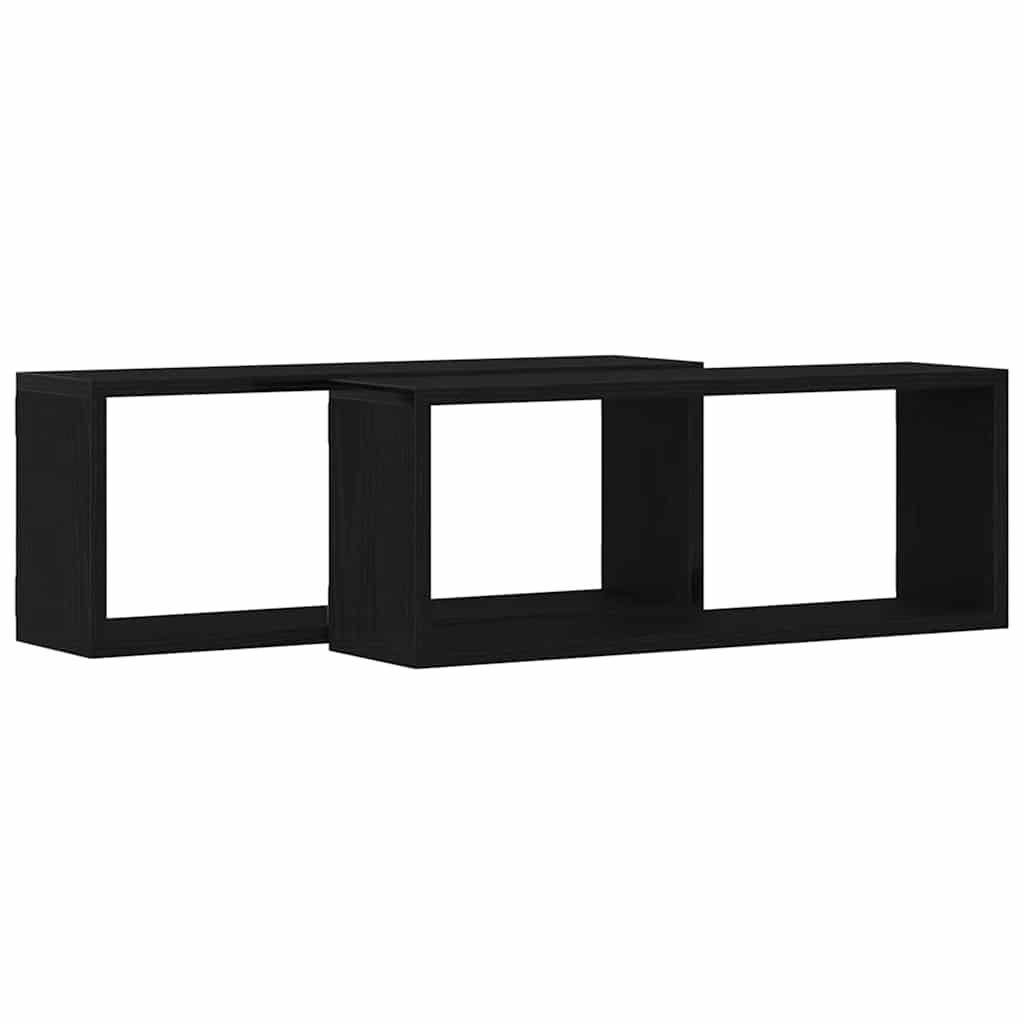 Sieninės lentynos su lentyna 2 pcs juoda ąžuolo 60 x 15 x 23 cm