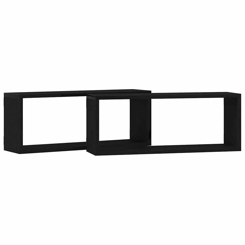 Sieninės lentynos su lentyna 2 pcs juoda ąžuolo 60 x 15 x 23 cm