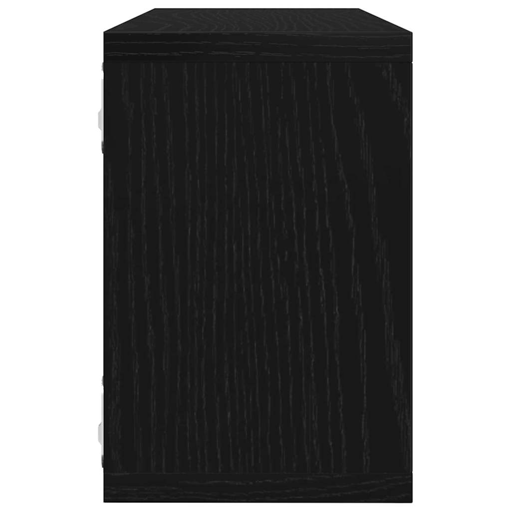 Sieninės lentynos su lentyna 2 pcs juoda ąžuolo 60 x 15 x 23 cm