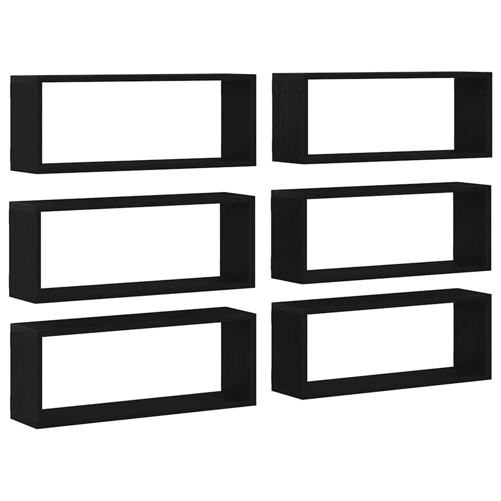 Sieninės lentynos su lentyna 6 pcs juoda ąžuolo 60 x 15 x 23 cm