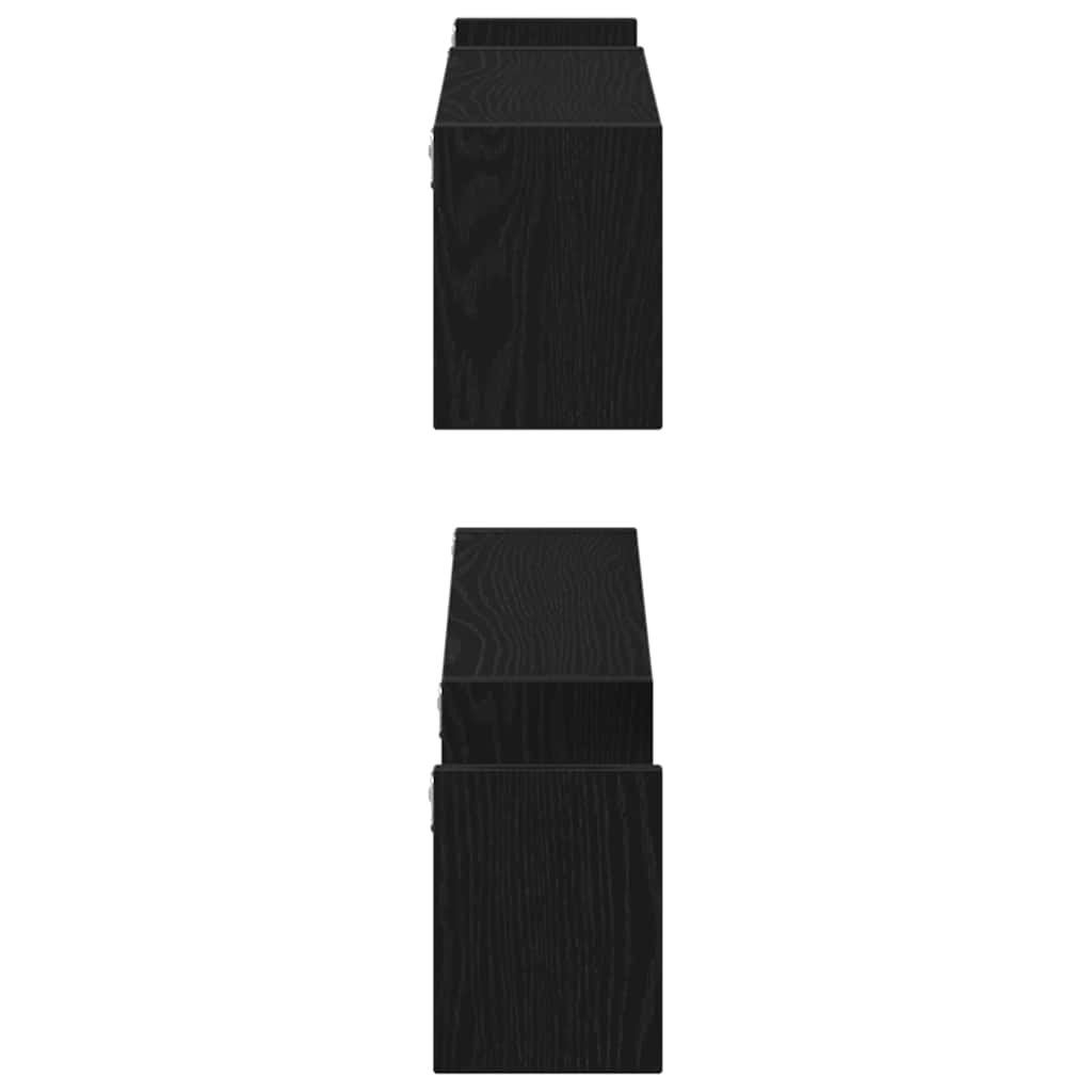 Sieninė lentyna su lentyna 2 pcs juoda ąžuolo 100 x 15 x 20 cm