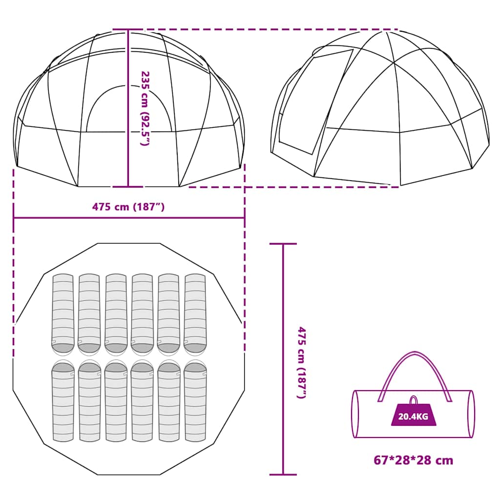 Palapinė Pilka ir oranžinė L Poliesteris ir stiklo pluoštas