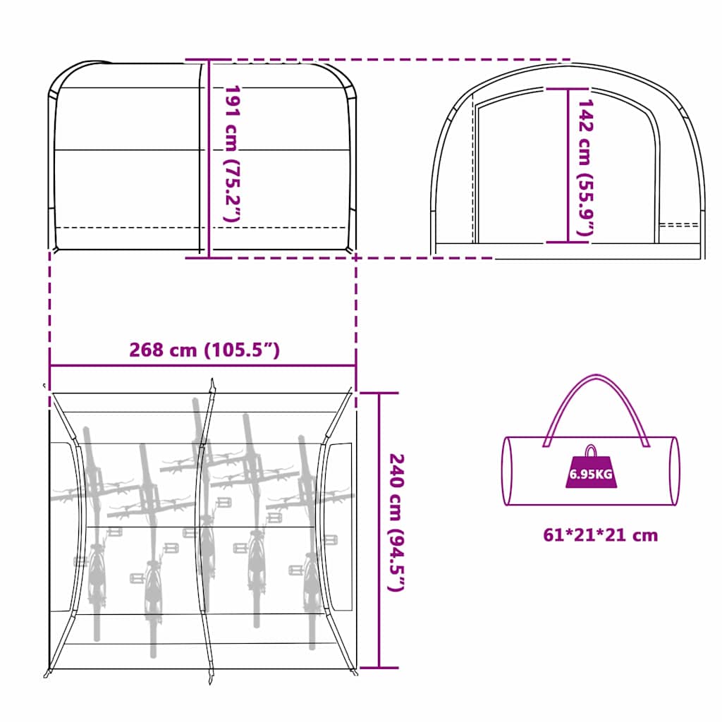Palapinė su stogu Pilka ir oranžinė 268 x 240 x 191 cm