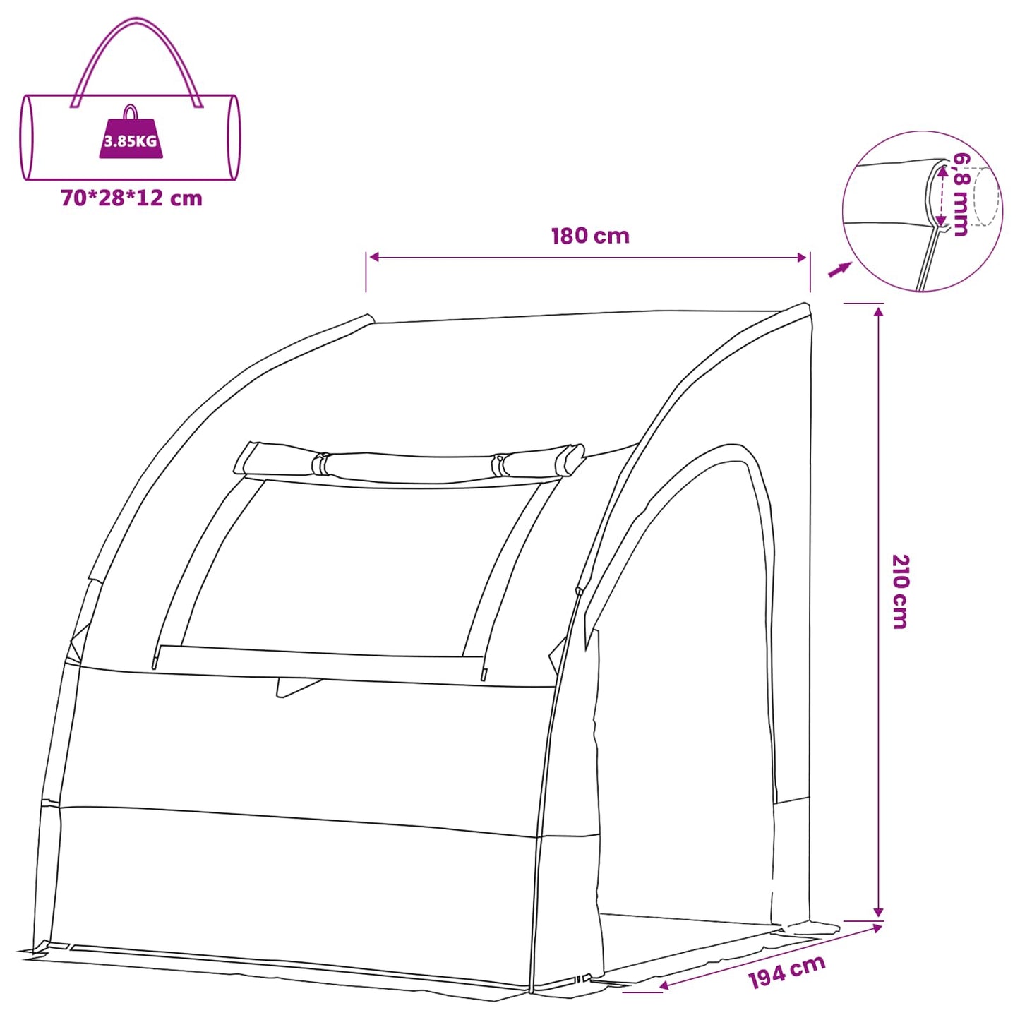 Bagažinės palapinė su stogu Mėlyna 194 x 180 x 210 cm tafta