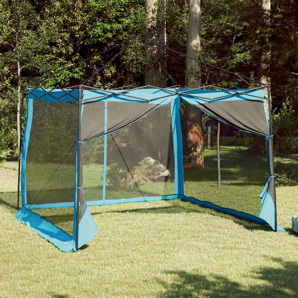 Palapinė su stogu Kita su oro ventiliacija Reguliuojamas Mėlyna ir juoda 303 x 303 cm