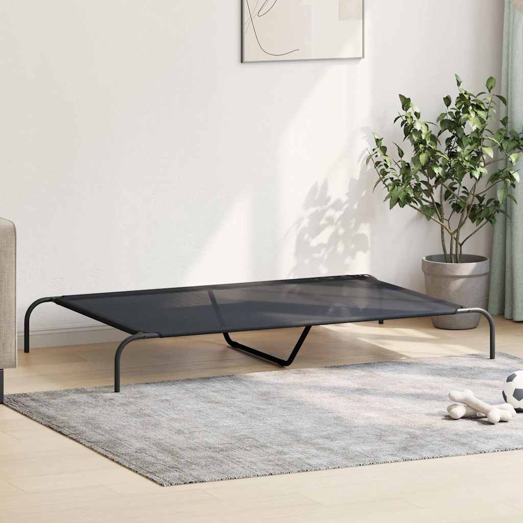 paaukštinta lova šuniui juoda 150x90x20 cm tekstilės ir plieno
