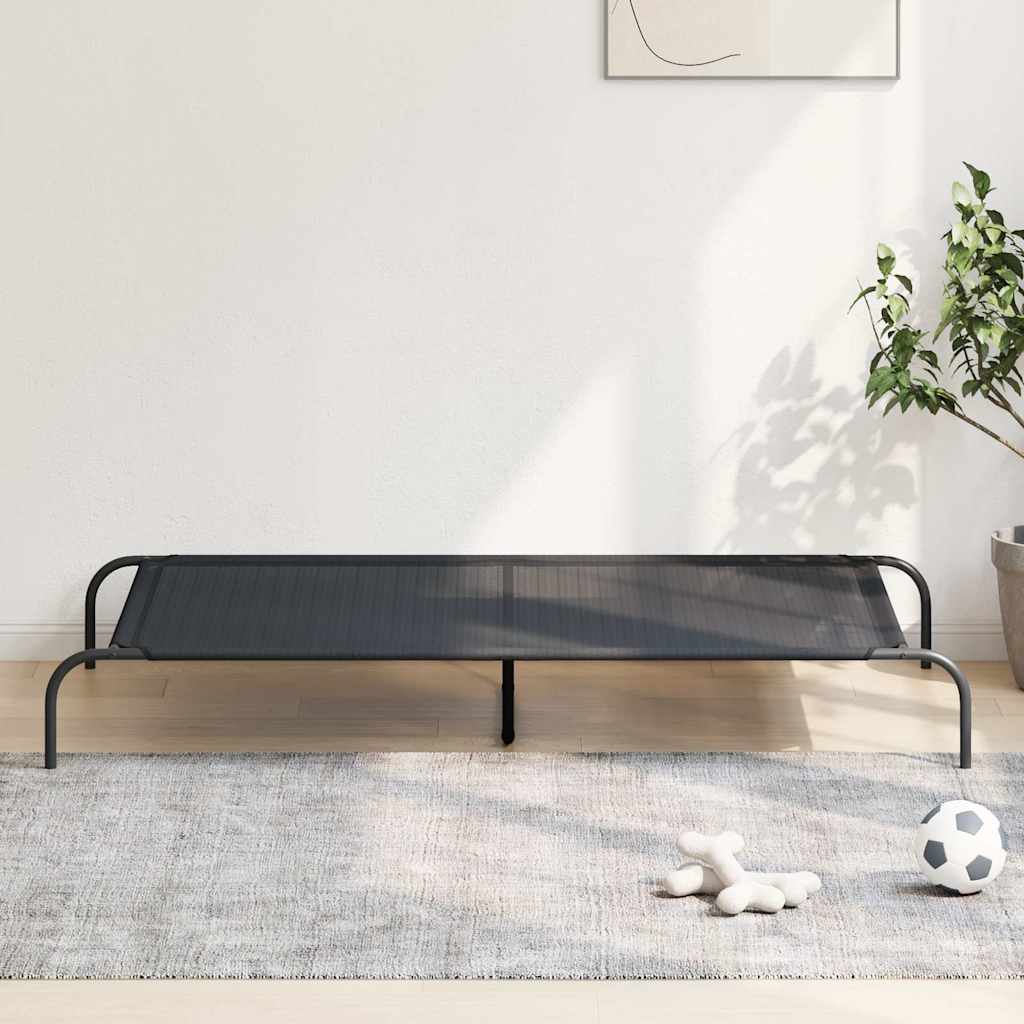 paaukštinta lova šuniui juoda 150x90x20 cm tekstilės ir plieno