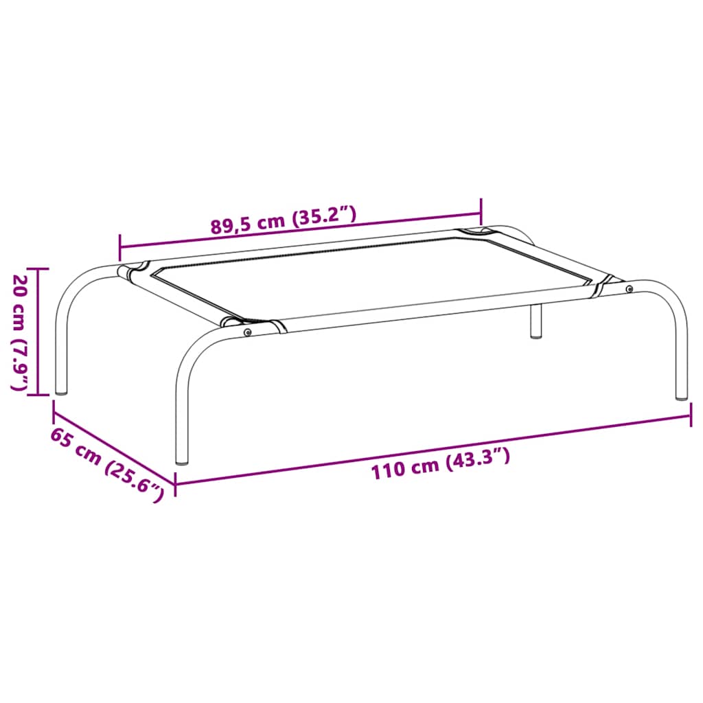 paaukštinta šunų lova juoda 110x65x20 cm Oksfordo audinys