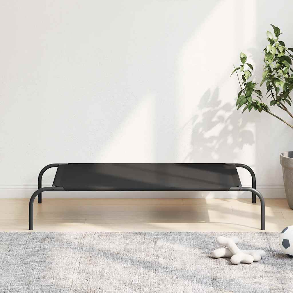 paaukštinta šunų lova juoda 110x65x20 cm Oksfordo audinys