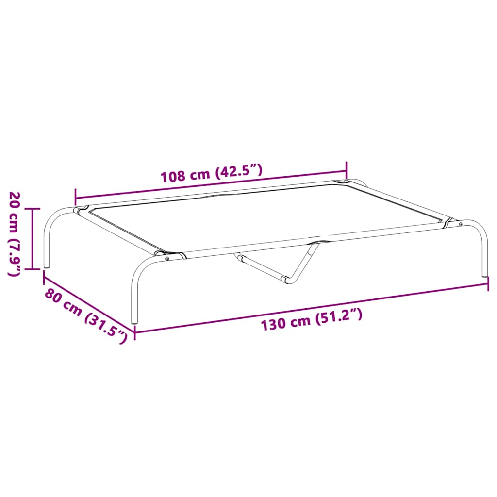 paaukštinta šunų lova juoda 130x80x20 cm Oksfordo audinys