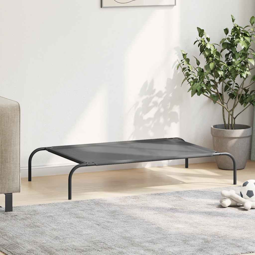 paaukštinta šunų lova, pilka 110x65x20 cm tekstilės ir plieno