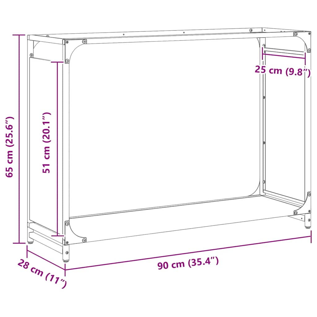 Stovas malkoms, 90x28x65 cm, šaltai valcuotas plienas