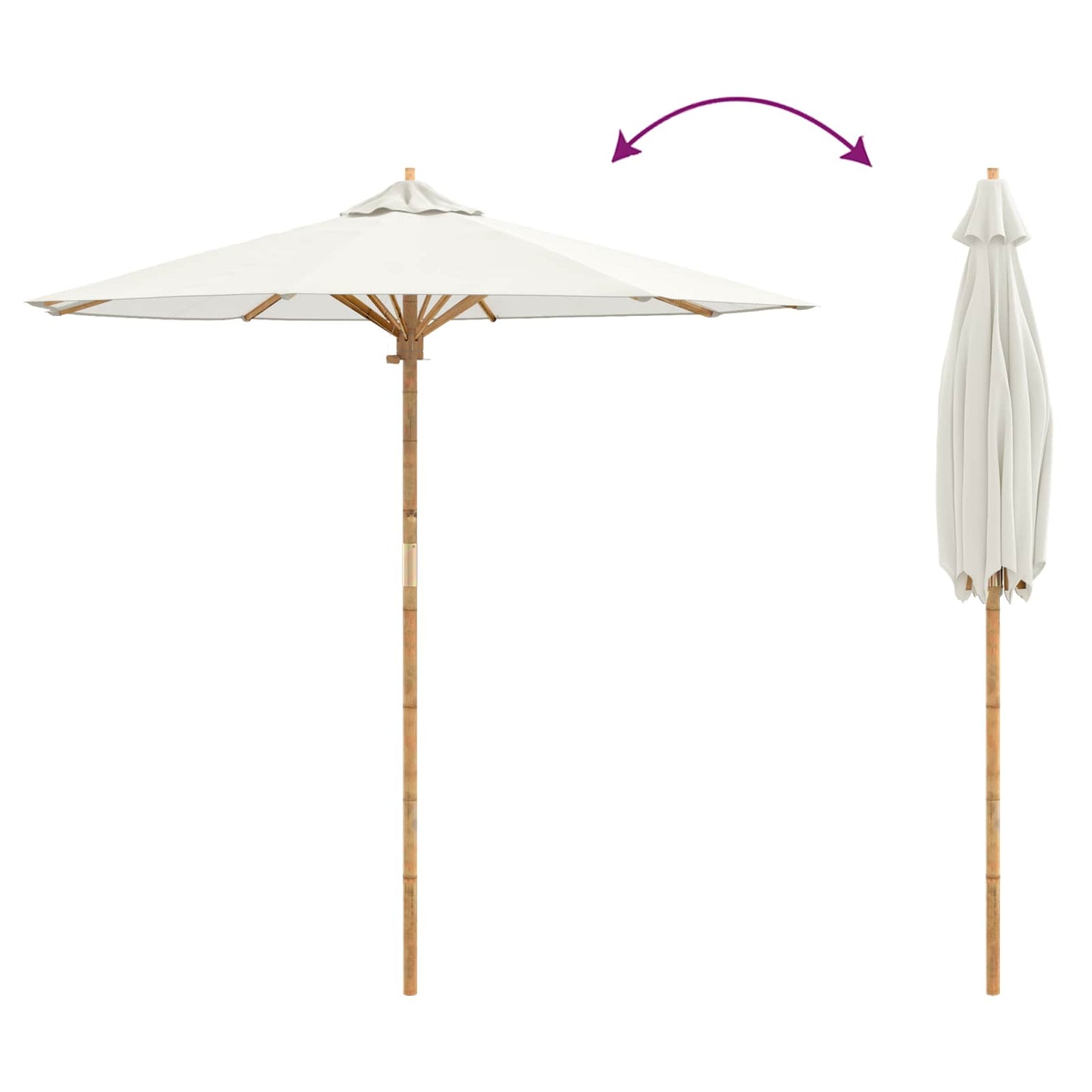 Sodo parasolis kreminės spalvos 217x230 cm bambuko