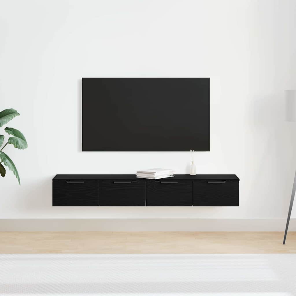 sieninės lentynos 2 vnt Juodas ąžuolas 136x30x20 cm Inžinerinis medis