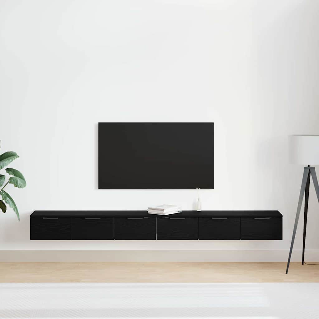 sieninės spintos 2 vnt Juodas ąžuolas 204x30x20 cm Inžinerinė mediena