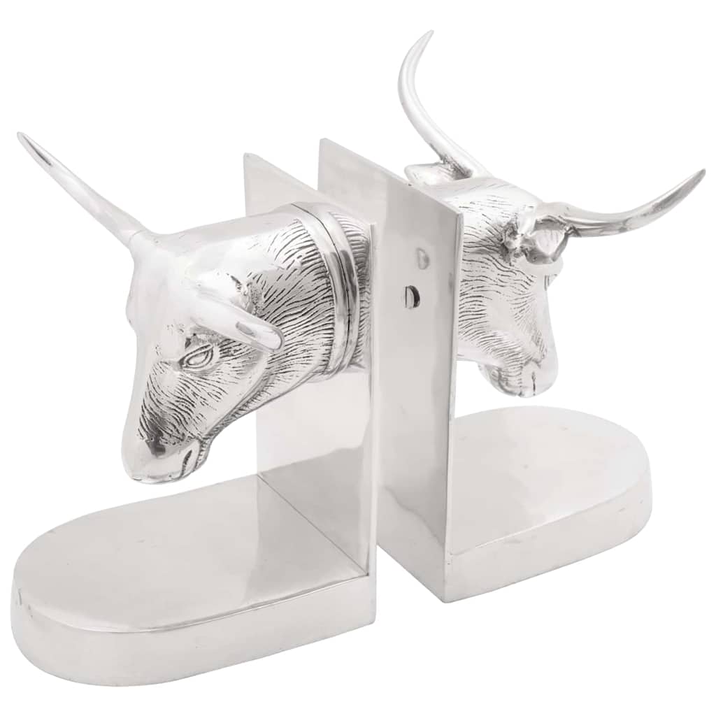 Knygų atramos 2 vnt Sidabrinė 21,5x15,5x20 cm Aliuminis Buliai