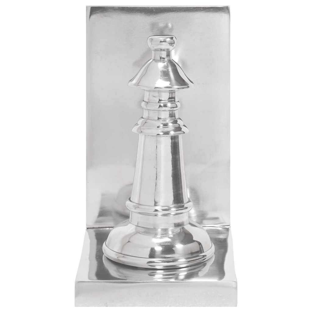 Knygų atramos 2 vnt Sidabrinė 11x12x19,5 cm Aliuminio Šachmatai