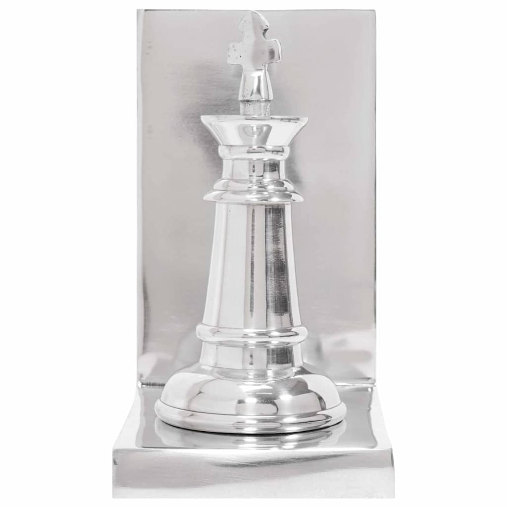 Knygų atramos 2 vnt Sidabrinė 11x12x19,5 cm Aliuminio Šachmatai
