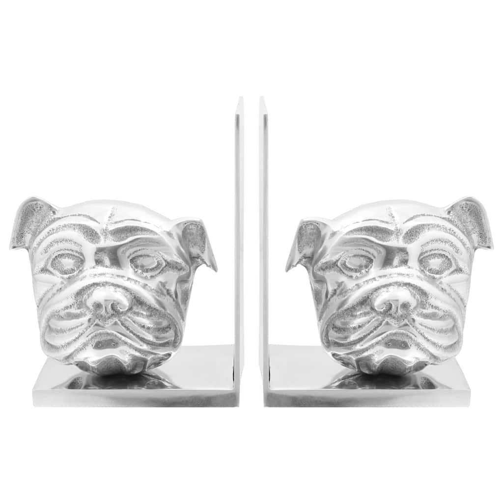 Knygų atramos 2 vnt Sidabrinės 8x12x16,5 cm Aliuminis Šuo