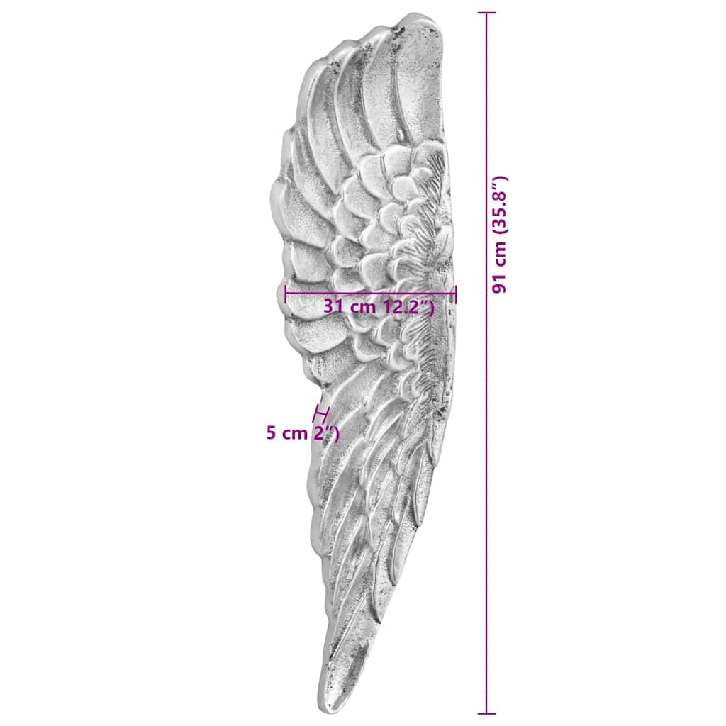 Sparnų skulptūra Sidabro 31 x 5 x 91 cm Aliuminis
