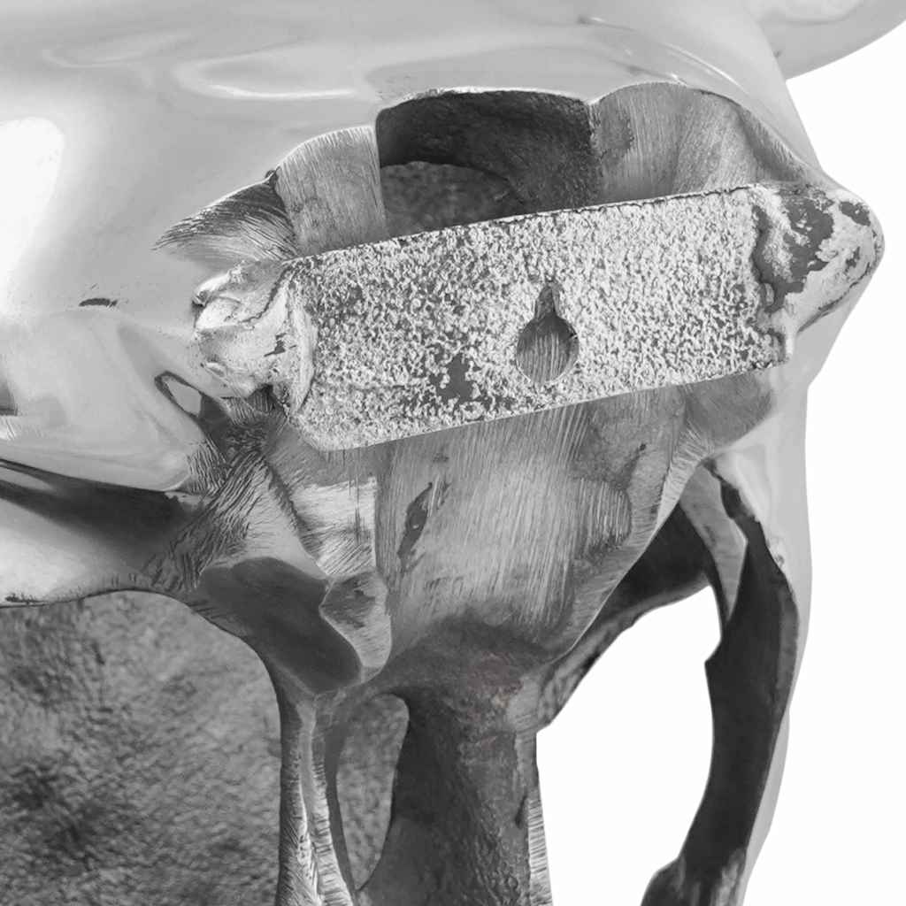 Sieninis bulių kaukolė sidabrinė 34x13x53 cm aliuminis